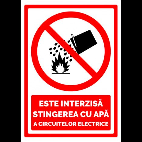 Indicator de securitate este interzisa stingerea cu apa a circuitelor eletrice