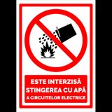 Indicator de securitate este interzisa stingerea cu apa a circuitelor eletrice